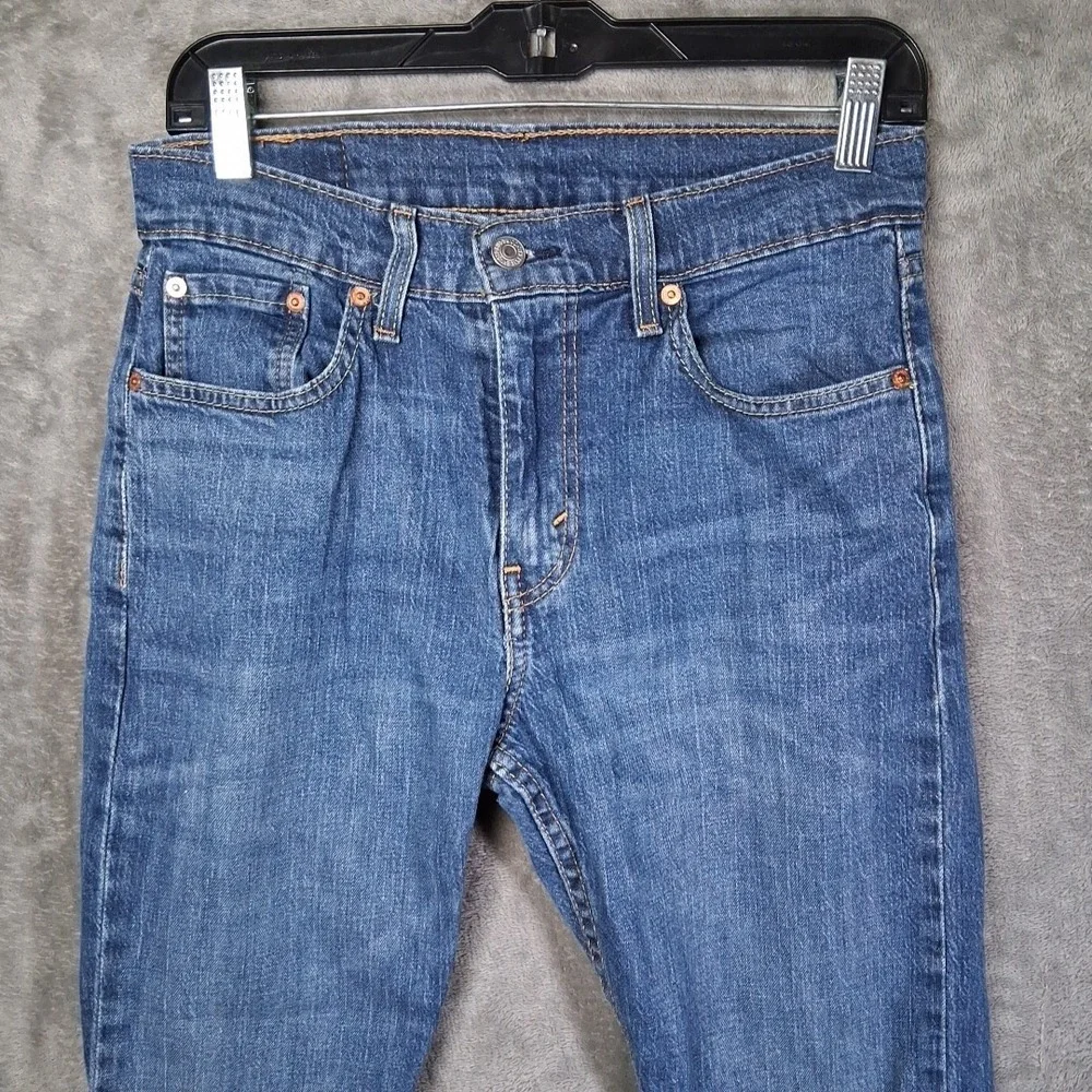 Levis 502 Mens‎ 30x30 Taper Fit Stretchable Dark Blue To The Falls Casual Denim